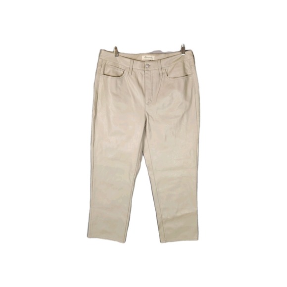 Madewell Pants Women's 14W Beige Plus Perfect Vintage Straight Faux Leather‎ NWT - Picture 1 of 10